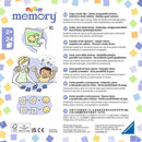 The image features the My First Memory®: Vehicles game by Ravensburger. This educational memory game includes large, sturdy tiles with clearly recognizable pictures designed for small children, promoting visual recall and concentration. Suitable for ages 2 and up, it encourages family play with various game modes for developing memory and vocabulary skills.