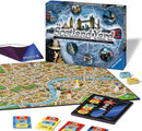 The Scotland Yard board game by Ravensburger, featuring a large, intricately designed map of London, game pieces, cards, and the Mister X character stand. The box shows iconic London landmarks and imagery related to the game’s theme of detective work.