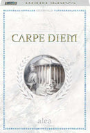 Carpe Diem board game box by Ravensburger featuring intricate designs with classical themes. The central illustration depicts a Roman figure against a backdrop of ancient architecture.