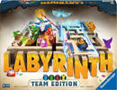 Labyrinth Team Edition game by Ravensburger featuring vibrant artwork. The cover showcases characters navigating a maze filled with treasures and challenges, inviting players to embark on an adventurous quest. Ideal for family game nights and teamwork.