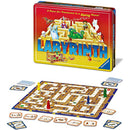 The Labyrinth Game Deluxe by Brio features a colorful, illustrated box with whimsical characters. The game board displays a winding maze filled with treasures, alongside various playing pieces in vibrant colors. This engaging game encourages strategic thinking and is designed for players to navigate the maze, collecting treasures while avoiding traps, making it perfect for family entertainment.