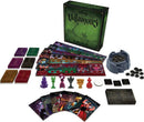 The Disney Villainous board game from Ravensburger displayed with its components, including character cards, action tokens, a game board, and the game box. The vibrant artwork features various Disney villains, showcasing their unique abilities and strategies. Ideal for family game nights, this game combines strategy and thematic play.