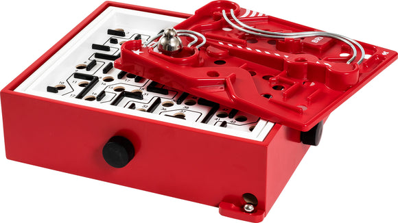 The Labyrinth Game Deluxe by Brio is an engaging board game featuring a combination of mazes and challenges. The bright red casing houses intricate paths and a metallic ball that navigates through various obstacles, perfect for enhancing strategic thinking and fine motor skills.