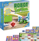 ThinkFun's Laser Maze game includes a colorful box featuring a turtle character and various game components like cards and a grid board. The game aims to teach logic and programming skills through engaging mechanics, suitable for children ages 8 and up.