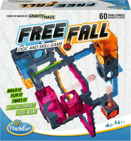 Free Fall by ThinkFun is an engaging mechanical puzzle featuring colorful, transparent components designed to test logic and skill. It includes 60 challenges suitable for beginners to experts, encouraging players to build, flip, and twist pieces to hit the target and win. Perfect for ages 8 and up, it combines fun and learning in one exciting game.