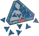 Triangular mechanical puzzle featuring dolphins and vibrant marine life illustrations. The puzzle pieces are scattered around the main base, showcasing a colorful underwater scene. Challenging and engaging, perfect for puzzle enthusiasts.