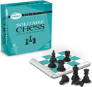 Thinkfun Brain Fitness Solitaire Chess game featuring a turquoise box with chess pieces and a strategy game board. The game includes 80 challenges for players aged 12 and up.