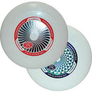 Two Ultimate Frisbee Discs by Wham-o, featuring colorful spiral designs on the underside. The discs are made of durable plastic, suitable for outdoor games and recreational activities.