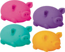 A colorful assortment of NeeDoh Dig It Pig stress balls from Schylling. The set includes four squishy pig-shaped toys in vibrant pink, purple, teal, and yellow. Each pig features a rounded body and cute facial details, designed for squeezing and fidgeting.