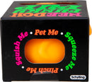 The NeeDoh Funky Pup by Schylling is a stress-relief fidget toy designed in a vibrant black box decorated with playful text. The toy features a bright orange squishy material visible through a circular opening, inviting users to 'Pet Me', 'Squeeze Me', 'Squish Me', and 'Pinch Me', promoting tactile interaction. This engaging toy adds color and fun to your workspace or home, making it a delightful companion for stress relief and sensory enjoyment.