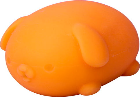 NeeDoh Funky Pup by Schylling, a bright orange, stress-relief fidget toy shaped like a cute, cartoonish dog. Soft and squishy texture designed for squeezing and manipulation to promote relaxation.