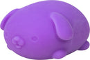 A purple, squishy fidget toy shaped like a cute puppy with rounded features, including floppy ears and a small muzzle. The NeeDoh Funky Pup by Schylling is designed to provide tactile stimulation and stress relief.