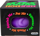 NeeDoh Funky Pup by Schylling is a playful, stress-relief squeeze toy featuring vibrant colors. It's packaged in a black box with eye-catching graphics and instructions like 'Pet Me,' 'Squeeze Me,' and 'Pinch Me.' The soft, stretchy, and squishy purple material is perfect for fidgeting and sensory play, appealing to both children and adults.