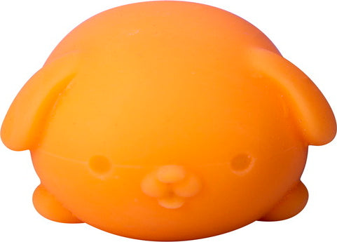 NeeDoh Funky Pup by Schylling is a bright orange fidget toy shaped like a cute, pudgy puppy. It features a soft, squishy texture, perfect for squeezing and stress relief.