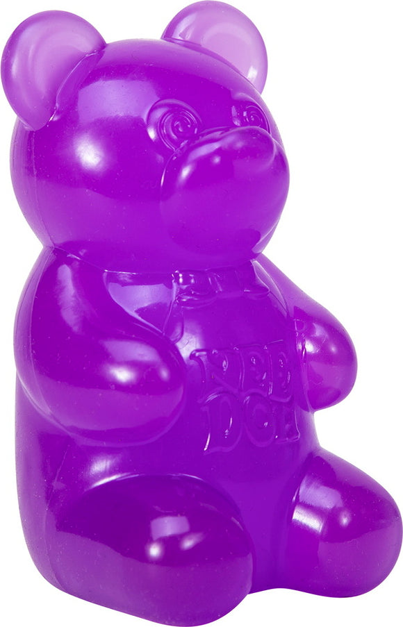 The Needoh Gummy Bear by Schylling is a vibrant purple fidget toy designed in the shape of a cute gummy bear. It offers a satisfying tactile experience, ideal for stress relief and sensory play.