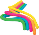 A colorful arrangement of Needoh Noodies by Schylling, featuring vibrant, flexible, and squishy noodle-like shapes in a variety of colors, including pink, yellow, green, blue, and orange, perfect for fidgeting and sensory play.