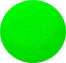 A bright green Tiny Needoh fidget toy by Schylling, featuring a smooth, oval shape with a textured logo reading 'NEE DOH' in a playful font. Ideal for stress relief and sensory play.