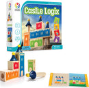 Castle Logix mechanical puzzle by SmartGames features colorful wooden blocks designed to help preschoolers build castle structures. The game includes 48 challenges, a solution booklet, and various tower pieces, promoting problem-solving and fine motor skills. Suitable for children aged 3 and up, it provides an engaging way to develop spatial awareness through hands-on play.
