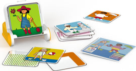 Dress Code by Smart Toys & Games is a colorful mechanical puzzle featuring various themed illustration cards. The puzzle promotes creativity as players match different clothing styles with corresponding figures displayed on a stand. Includes layers depicting seasonal themes like summer and winter, offering multiple levels of challenge from starter to master. Perfect for enhancing cognitive skills and imaginative play.
