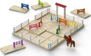 Horse Academy by Smart Toys & Games is a mechanical puzzle featuring a colorful equestrian scene. The set includes a sandy arena with various colorful jumps and a rider on a horse. The visual elements are designed to engage children in imaginative play, encouraging logical thinking and problem-solving skills as they navigate the challenges of the mounted course.