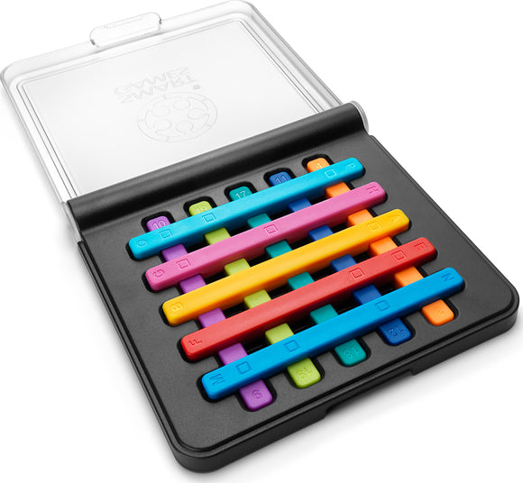 IQ Stixx by Smart Toys & Games is a vibrant mechanical puzzle featuring colorful bars in various shapes and sizes arranged within a sleek, black case. Each bar is numbered and designed to challenge your spatial reasoning and problem-solving skills. Perfect for both children and adults, this engaging puzzle enhances cognitive development while providing hours of fun.