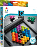 The IQ Perplex from Smart Toys & Games is a unique mechanical puzzle aimed at individuals aged 12 and older. The packaging showcases vivid colored pieces including pink, green, yellow, blue, purple, and orange arranged on a play tray, emphasizing its 120 challenges designed to engage players from beginner to expert levels. The image features clear instructions on how to play on the side.