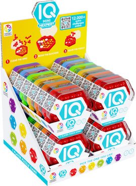 IQ Mini Hexpert by Smart Toys & Games in assorted colors. A mechanical puzzle designed for one player, featuring vibrant game pieces and a clear grid to challenge users with over 12,000 extra online challenges. Ideal for enhancing problem-solving skills.