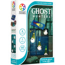 Ghost Hunters by SmartGames is a mechanical puzzle game designed for 1 player. The box features whimsical graphics of ghosts and a flashlight, highlighting the puzzle's objective to catch ghosts in light. It's suitable for ages 6 and up, with 60 challenging puzzles included, perfect for enhancing problem-solving skills and providing hours of fun.