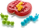The Apple Twist by Smart Toys & Games is a vibrant mechanical puzzle designed for engaging play. It features a red apple-shaped base with holes for colorful, soft plastic caterpillar pieces. Players can arrange the green and blue caterpillars while navigating the yellow piece in the center, enhancing spatial awareness and problem-solving skills.