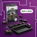 The IQ Circuit puzzle by Smart Toys & Games features a compact game board with pieces designed to create intricate circuit paths. The packaging showcases the puzzle's 120 challenges and is suitable for ages 8 and up. The black and yellow connectors invite players to engage their minds in a playful and stimulating way.