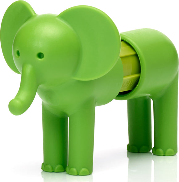 A bright green toy elephant from Smartmax My First Animal collection. The elephant features a hollow body that can be opened, promoting interactive play for young children. It has round shapes and textured feet, designed for little hands to hold and explore, making it an ideal educational toy for sensory and imaginative play.