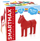 Smartmax My First Animal Horse toy featuring a bright red horse figure designed for children aged 1-5 years. Part of a magnetic discovery set by Smart Toys & Games, this engaging toy helps young children develop fine motor skills and creativity.