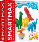 My First Dinosaurs by Smart Toys & Games is a colorful educational toy set designed for children aged 1-5 years. The box features various dinosaur figurines, including a T-Rex, Pterodactyl, and more, made from durable, safe materials. Children can click and connect the pieces to build their favorite dinosaurs, promoting creative play and motor skills development.