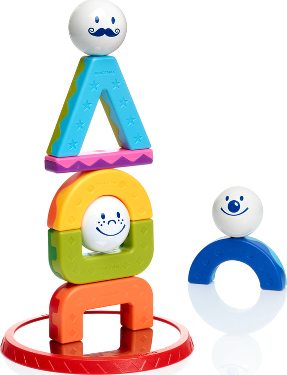 Smartmax My First Acrobats set featuring colorful stacking pieces and playful characters. Ideal for enhancing fine motor skills and imaginative play.