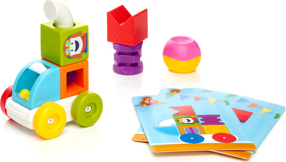 SMARTMAX My First Build & Drive is a colorful mechanical toy set that includes a buildable car, vibrant construction pieces, and card templates, promoting interactive play and creativity for young children. Ideal for developing motor skills and imaginative thinking.