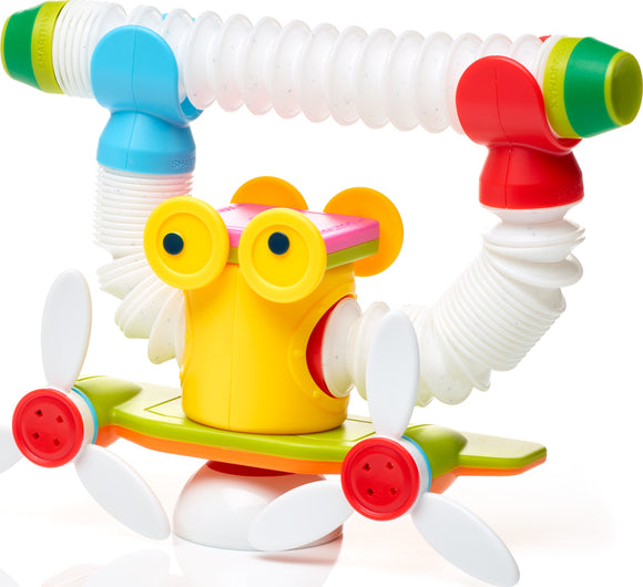 The Smartmax Roboflex Large is a colorful and engaging construction toy featuring flexible connectors, a brightly colored frog-like character with large eyes, and multiple propellers, designed to inspire creativity and encourage imaginative play in children.