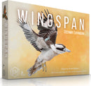 Wingspan Oceania Expansion board game box featuring a beautifully illustrated bird in flight against a warm background. Designed by Elizabeth Hargrave, this expansion enhances gameplay with new cards and mechanics, ideal for nature and strategy enthusiasts.
