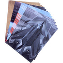 A collection of colorful airplane-themed sheets from the PowerUp Airplane 4.0 DIY kit, showcasing various designs and patterns for crafting unique flying models.