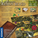 The Adventures of Robin Hood board game by Thames & Kosmos. The game features a large illustrated board, colorful wooden figures, and a hardcover storybook. Players take on roles including Robin Hood, Maid Marian, and others to uncover secrets and fight against injustice. The game encourages exploration and strategy, with elements that change during play, designed for 2-4 players aged 10 and up, lasting approximately 60 minutes.