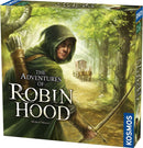 The Adventures of Robin Hood game box featuring a hero in a green hood with a bow and arrow, set in a lush forest with a carriage in the background.