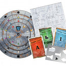 Exit: The Secret Lab game by Thames & Kosmos. Includes a circular game board with various symbols, riddle cards, help cards, answer cards, and a blueprint for solving puzzles. Perfect for engaging puzzle enthusiasts and game nights.