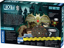 Exit: Nightfall Manor Game + Puzzle by Thames & Kosmos is an escape room experience you can play at home. This product includes four jigsaw puzzles, riddle documents, a decoder disk, and a rulebook, designed for 1-4 players aged 10 and up. The set encourages players to piece together clues and solve puzzles to uncover the mystery of the dark manor and save the missing friend. The product showcases a spooky design featuring elements like a gothic castle and mysterious figures.