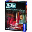Exit: Dead Man on the Orient Express is an immersive board game by Thames & Kosmos. The box features a mysterious train interior with a clock and a broken wine glass, suggesting a thrilling murder mystery adventure. It's designed for experienced players who enjoy solving puzzles and can be played with friends or family.