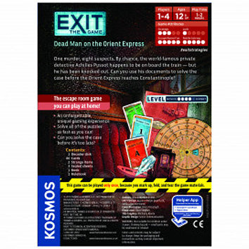 Exit: Dead Man on the Orient Express is an escape room game by Thames & Kosmos, designed for 1-4 players aged 12 and up. The game features a gripping mystery involving the famous detective Agatha D. Pistol aboard the iconic train. Players use clues and puzzles to solve the mystery and ensure the Orient Express reaches its destination safely. The game includes various components such as cards, a decoder, and puzzles for an immersive experience.
