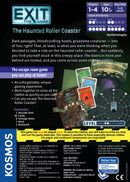 Exit: The Haunted Rollercoaster game by Thames & Kosmos. An immersive escape room experience for 1-4 players. Contains a decoder disk, 88 cards, 8 strange items, 1 book, and a rulebook. Engage in thrilling riddles while navigating a spooky rollercoaster theme. Recommended for ages 10 and up.