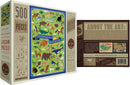 Animals of North America jigsaw puzzle by True South Puzzles, featuring colorful illustrations of various North American animals. The puzzle has 500 pieces and measures 18x24 inches. The box highlights the vibrant art style and showcases animals like bears, deer, and marine life in a playful layout, perfect for ages 10 and up.