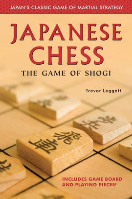Cover of the book 'Japanese Chess - The Game of Shogi' by Trevor Leggett, featuring traditional wooden Shogi pieces on a game board. The title is prominently displayed in red and black text, highlighting its cultural significance and strategic depth.