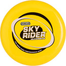 A vibrant yellow Ultimate Disc with a smooth surface, featuring the Duncan logo and the text 'Sky Rider Ultimate' prominently displayed. The disc is 175 grams, designed for high performance in various outdoor games, showcasing a sleek and aerodynamic design suitable for throwing and catching.