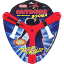 The Duncan Outdoor Boomerang is a vibrant red sports boomerang designed for outdoor play. Its unique shape allows it to fly accurately and return to the thrower. It features markings indicating a flight range of 50 to 70 feet, making it suitable for ages 8 and up. The packaging highlights its status as 'The World's Best Outdoor Boomerang' and showcases a stylish design, ensuring both fun and engaging outdoor activities.