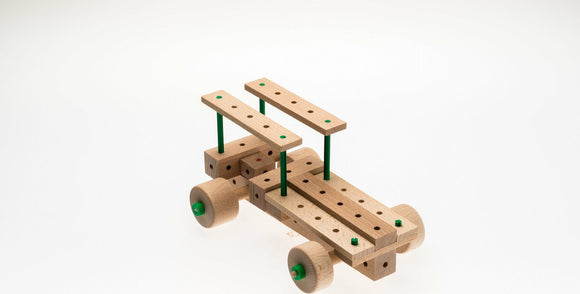 The Cars Explorer 50 pcs DIY kit from Matador features interlocking wood pieces to build various car models. The kit includes colorful wooden connectors and has a unique design that encourages creativity and hands-on learning for children and adults alike.